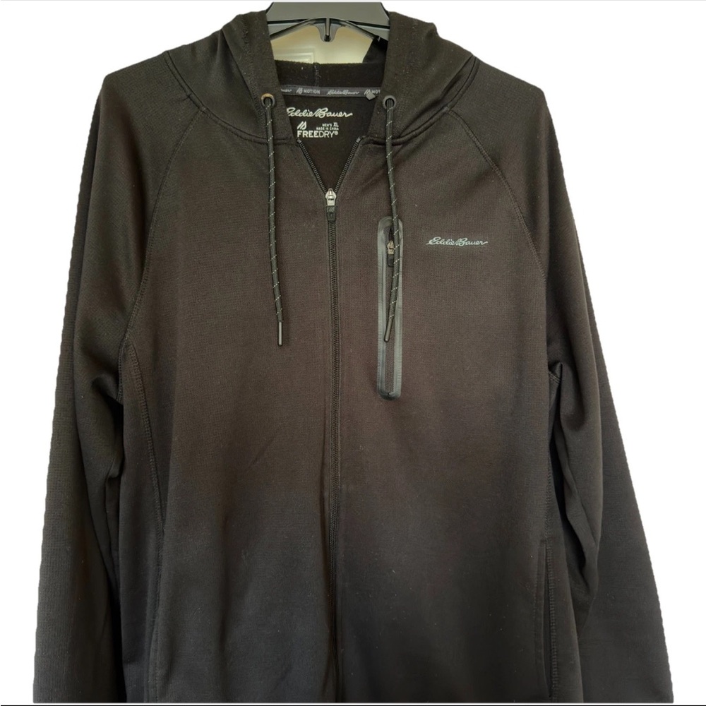 Eddie Bauer Hoodie Mens Large Black Motion FreeDry Full Zip Performance Fleece - Picture 3 of 12